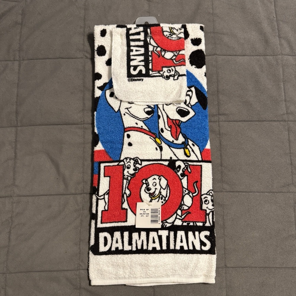 Vintage Disney 101 Dalmatians‎ Towel & Washcloth Set NWT Puppy Pongo